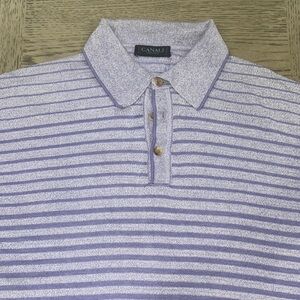 Canali Purple Striped Polo Shirt Classic Design